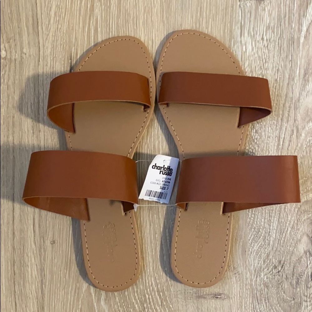 NWT Strappy Flat Sandals Brown